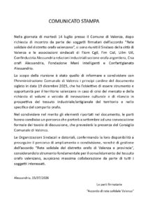 INCONTRO A VALENZA DELLA RETE SOLIDALE DEL DISTRETTO ORAFO CON IL SINDACO DELLA CITTÀ