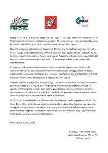 ACCIAIERIE D’ITALIA (EX ILVA) DI NOVI LIGURE: PROCLAMATO LO STATO DI AGITAZIONE PERMANENTE